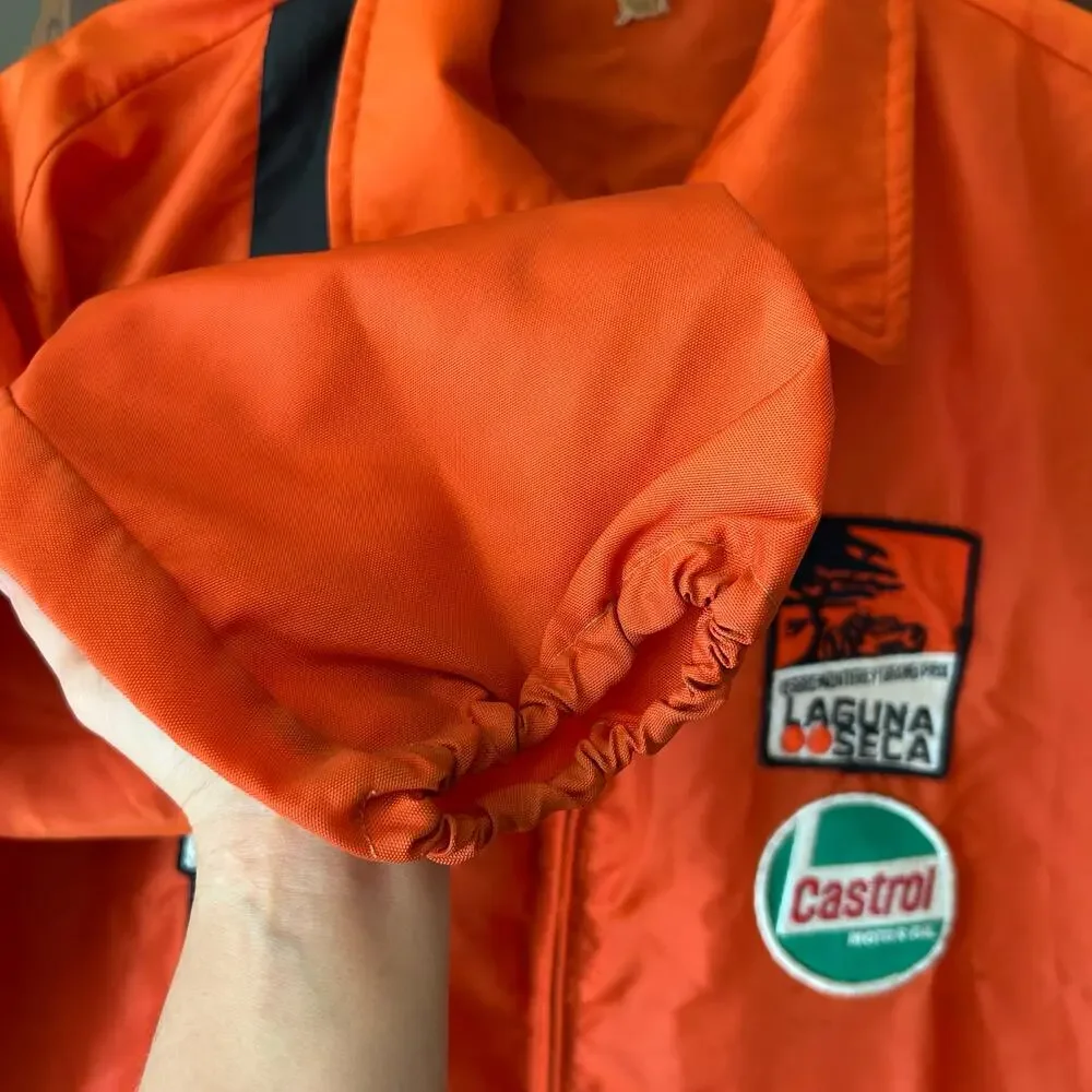 Vintage Bowlers uniform Jacket Orange Black Stripe Sz Large Canada American cup - Picture 5 of 11